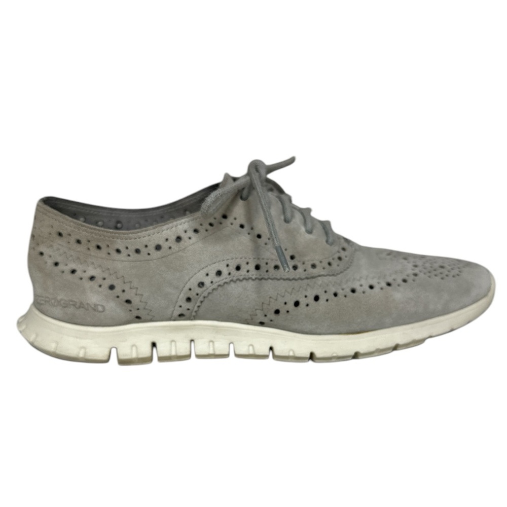 Cole Haan Grand.OS Gray Suede Leather Wingtip Oxfords Ladies Size 7